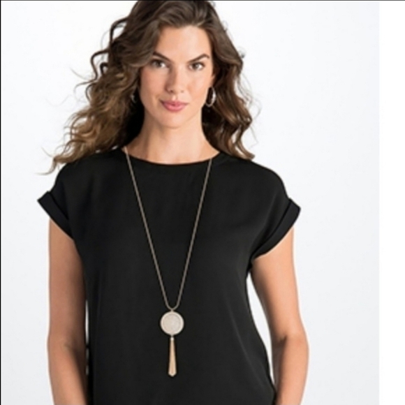 Long Necklace Disk Circle Pendant Tassel - Picture 10 of 11